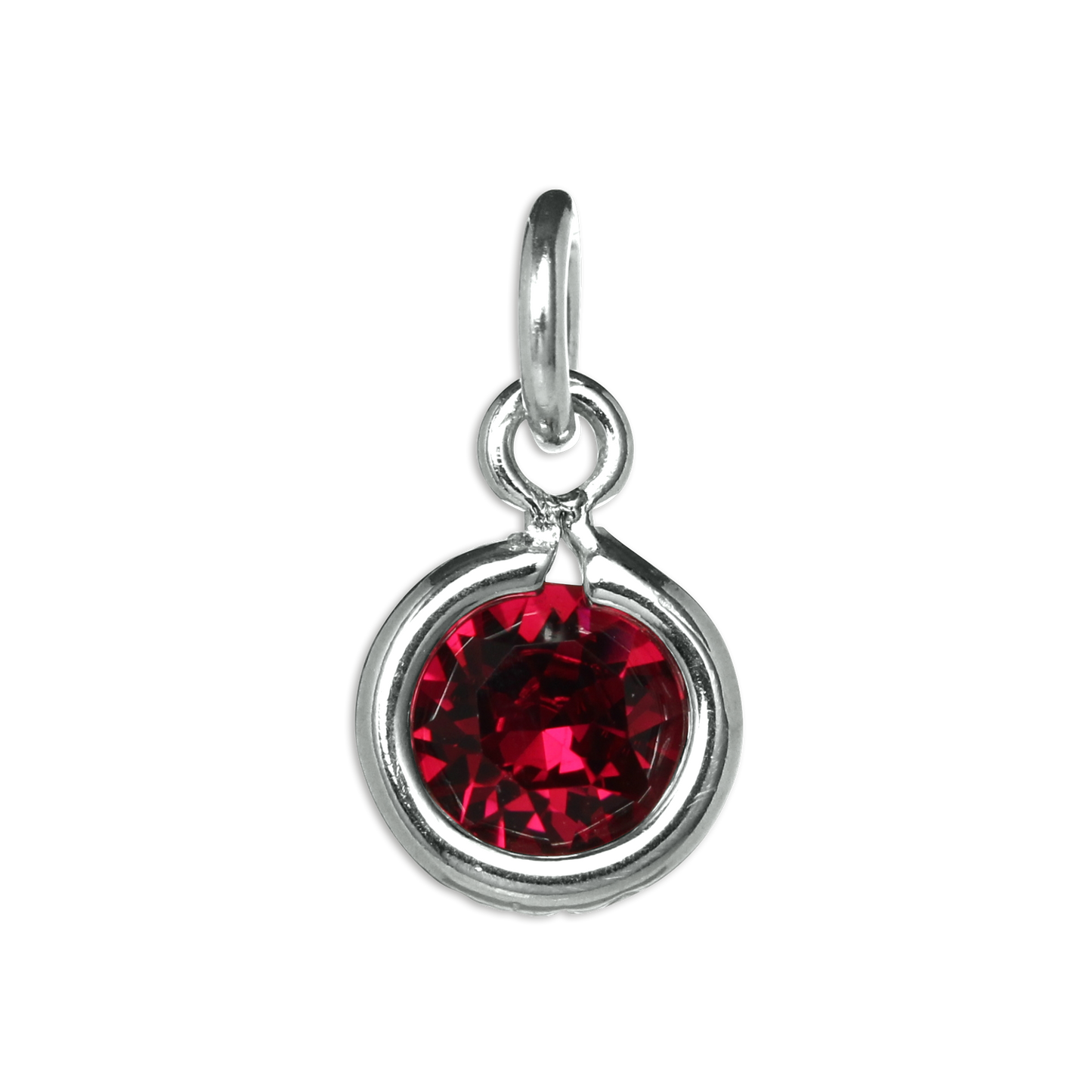 Sterling Silver & Ruby 5mm Round CZ Crystal July Birthstone Charm