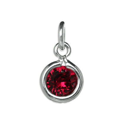 Sterling Silver & Ruby 5mm Round CZ Crystal July Birthstone Charm