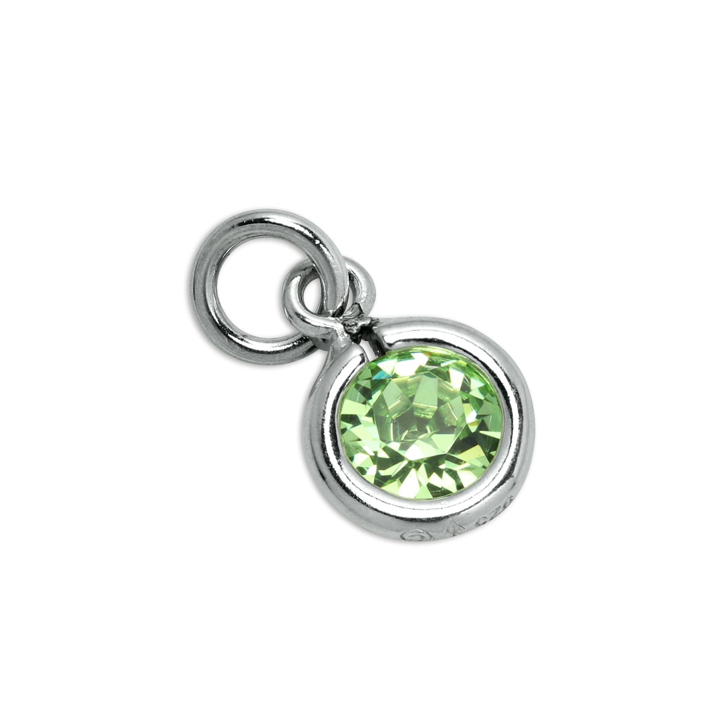 Sterling Silver & Peridot 5mm Round CZ Crystal August Birthstone Charm