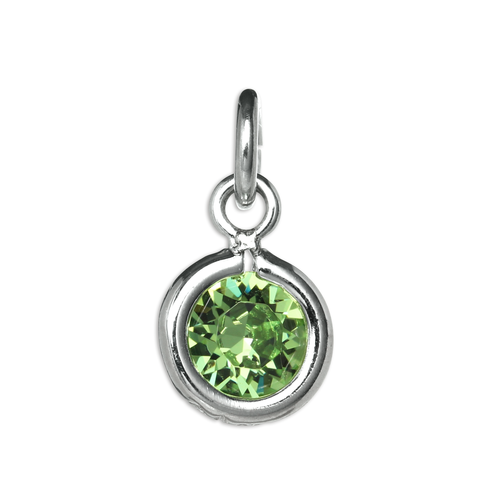 Sterling Silver & Peridot 5mm Round CZ Crystal August Birthstone Charm ...