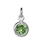 Sterling Silver & Peridot 5mm Round CZ Crystal August Birthstone Charm