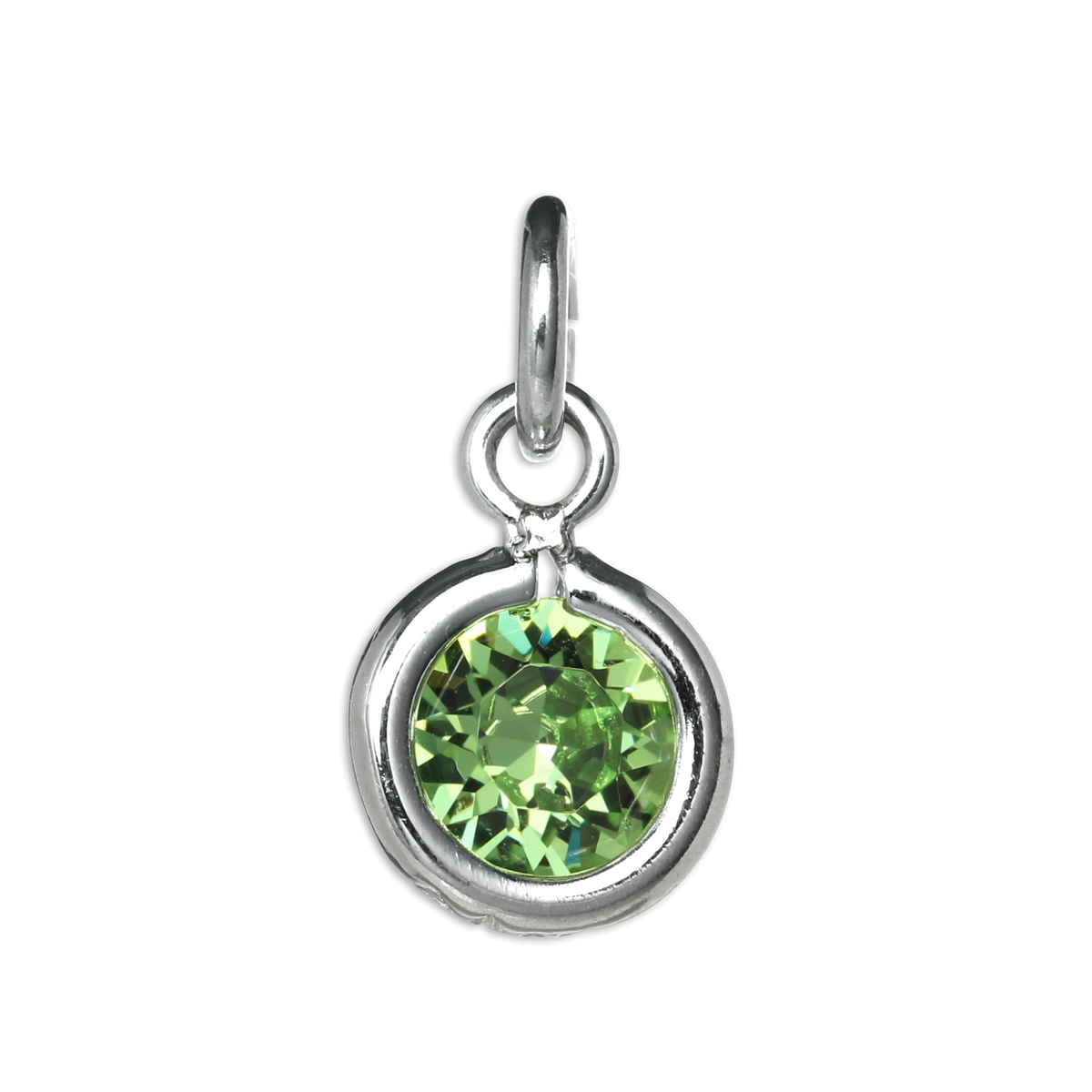 Sterling Silver & Peridot 5mm Round CZ Crystal August Birthstone Charm