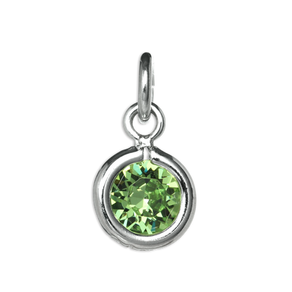 Sterling Silver & Peridot 5mm Round CZ Crystal August Birthstone Charm