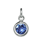 Sterling Silver & Sapphire 5mm Round CZ Crystal September Birthstone Charm