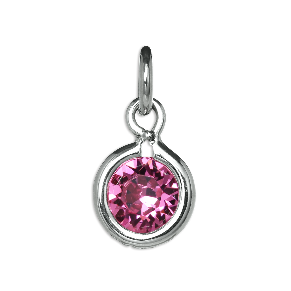 Sterling Silver & 5mm Round CZ Crystal October Birthstone Charm