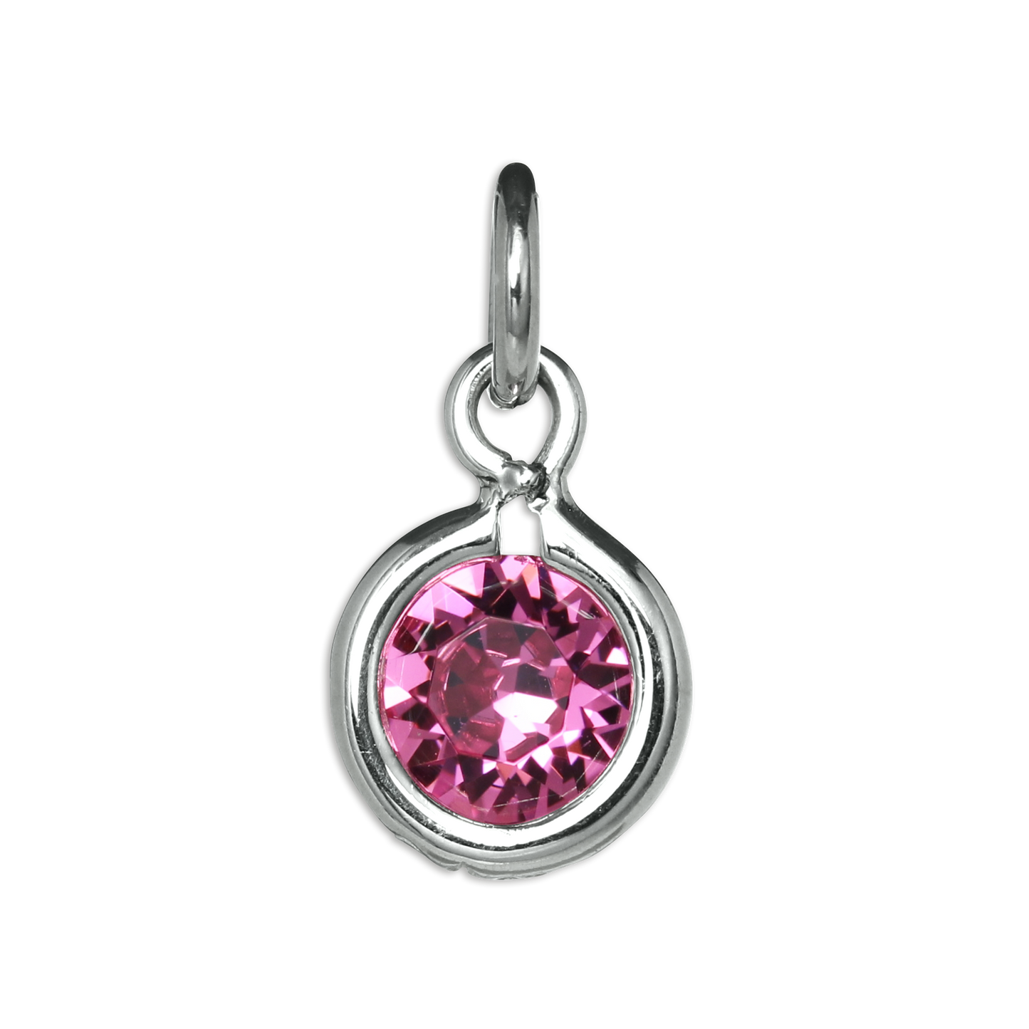 Sterling Silver & 5mm Round CZ Crystal October Birthstone Charm