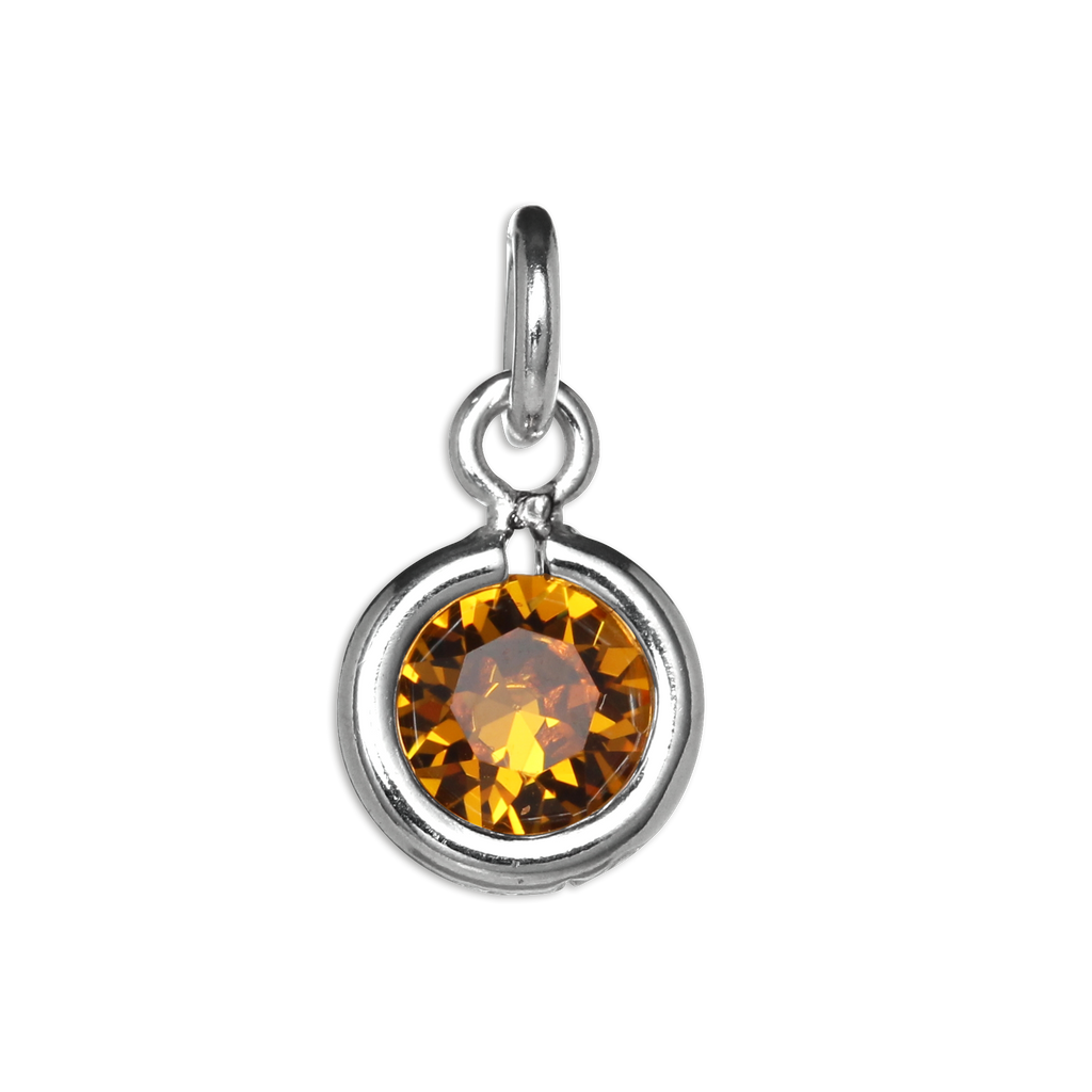 Sterling Silver & Topaz 5mm Round CZ Crystal November Birthstone Charm