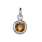 Sterling Silver & Topaz 5mm Round CZ Crystal November Birthstone Charm