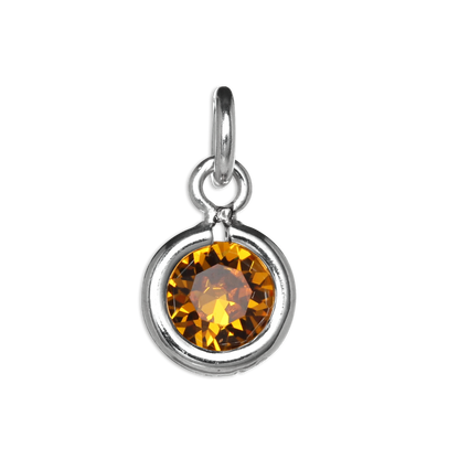 Sterling Silver & Topaz 5mm Round CZ Crystal November Birthstone Charm