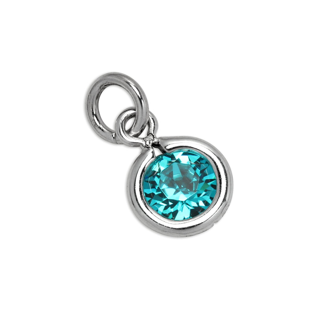 Sterling Silver & Zircon 5mm Round CZ Crystal December Birthstone Charm