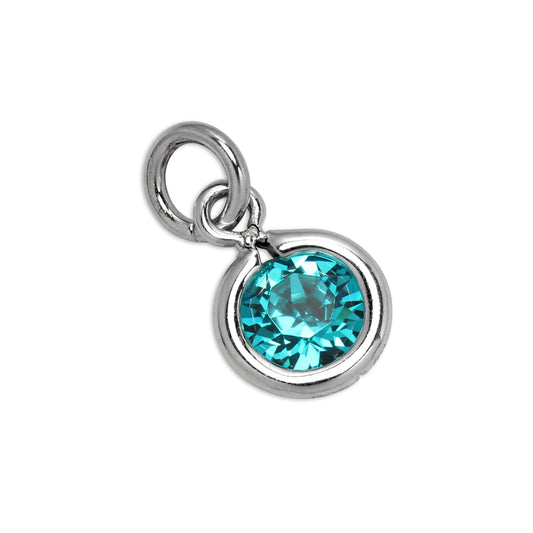 Sterling Silver & Zircon 5mm Round CZ Crystal December Birthstone Charm