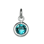 Sterling Silver & Zircon 5mm Round CZ Crystal December Birthstone Charm