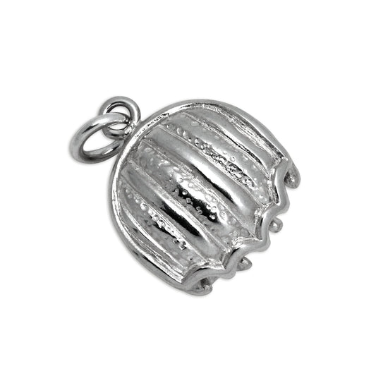 Sterling Silver Open Clam Shell with Loose Pearl Charm