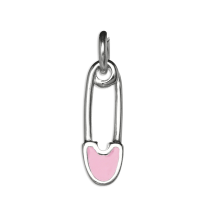 Sterling Silver & Pink Enamel Safety Pin Charm
