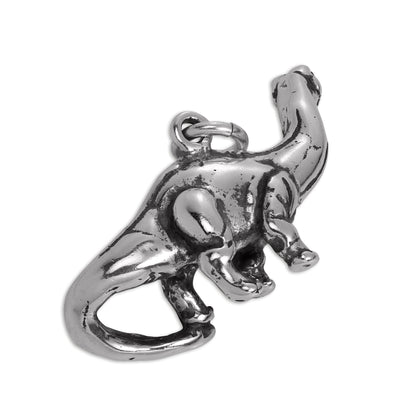 Large 3D Sterling Silver Brontosaurus Dinosaur Charm