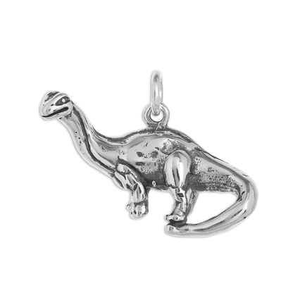 Large 3D Sterling Silver Brontosaurus Dinosaur Charm