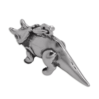 Sterling Silver 3D Triceratops Dinosaur Charm