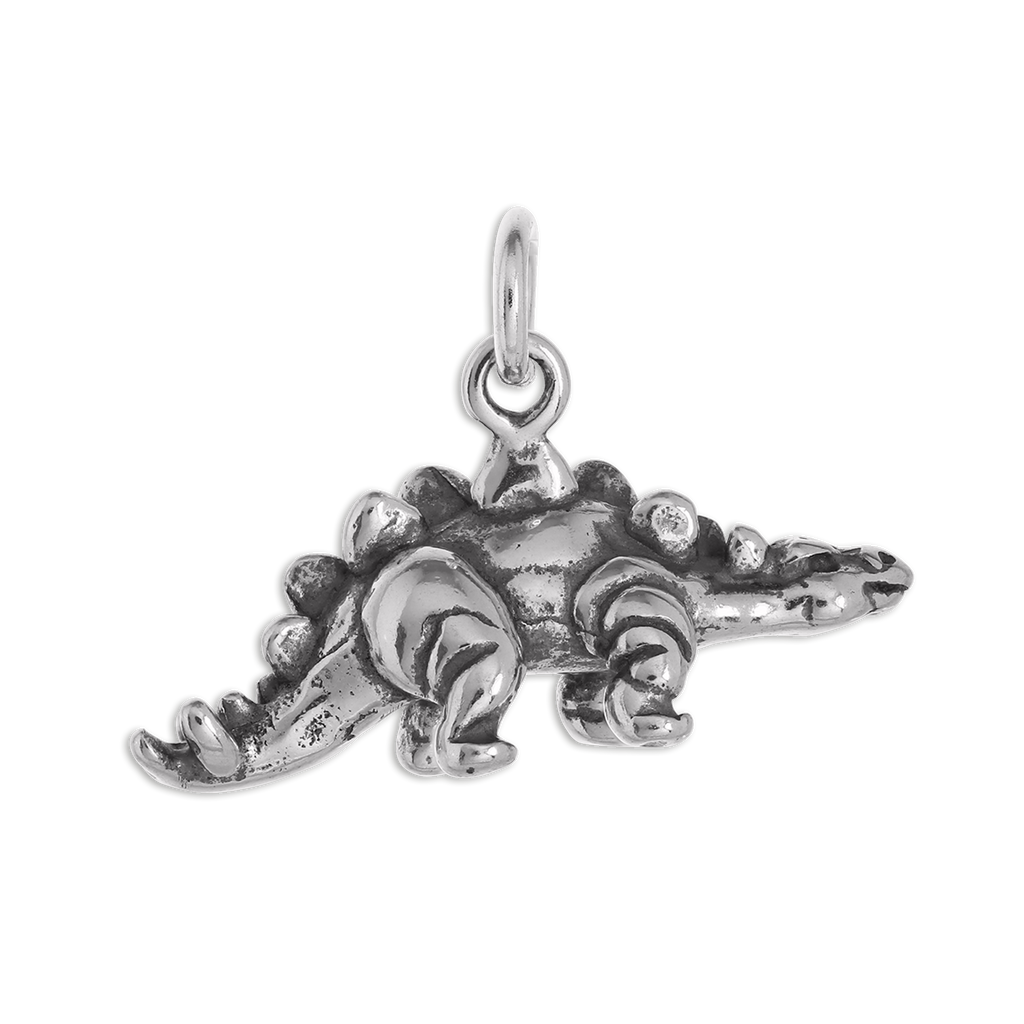 Sterling Silver 3D Solid Stegosaurus Dinosaur Charm