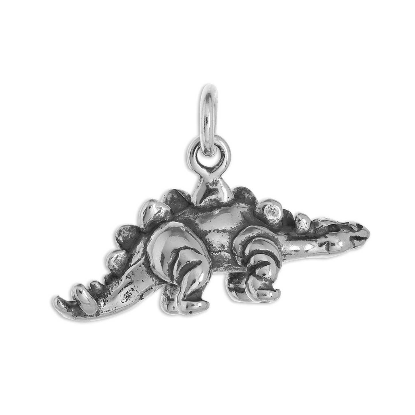Sterling Silver 3D Solid Stegosaurus Dinosaur Charm