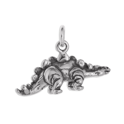 Sterling Silver 3D Solid Stegosaurus Dinosaur Charm