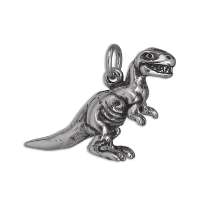 Sterling Silver Solid Tyrannosaurus Rex Dinosaur Charm