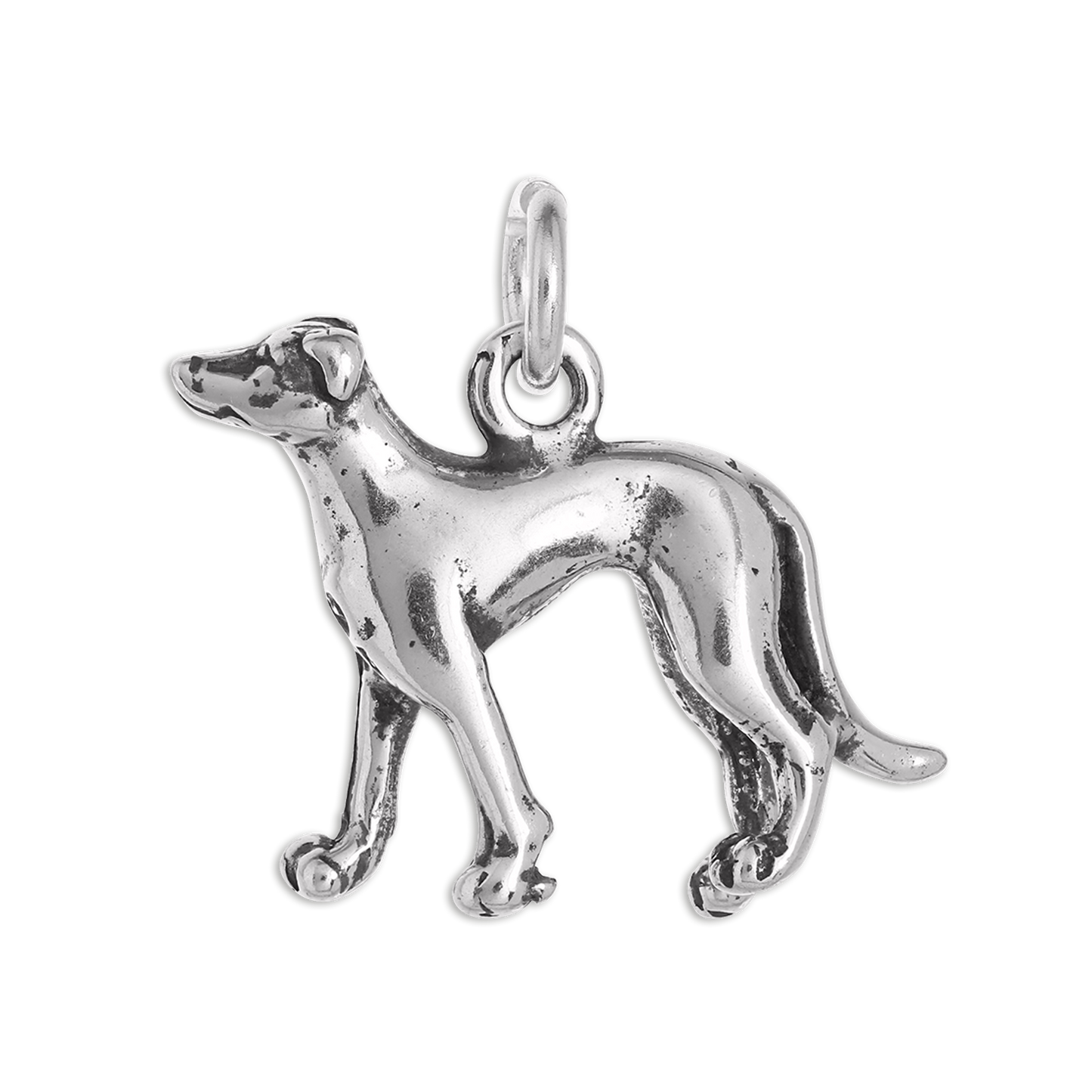 Sterling Silver 3D Greyhound Dog Charm