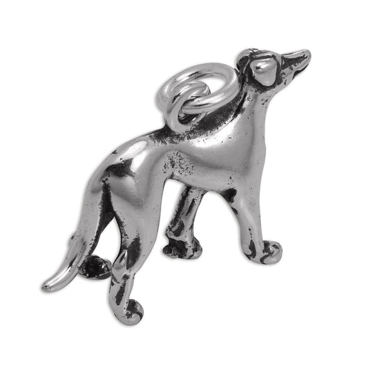Sterling Silver 3D Greyhound Dog Charm