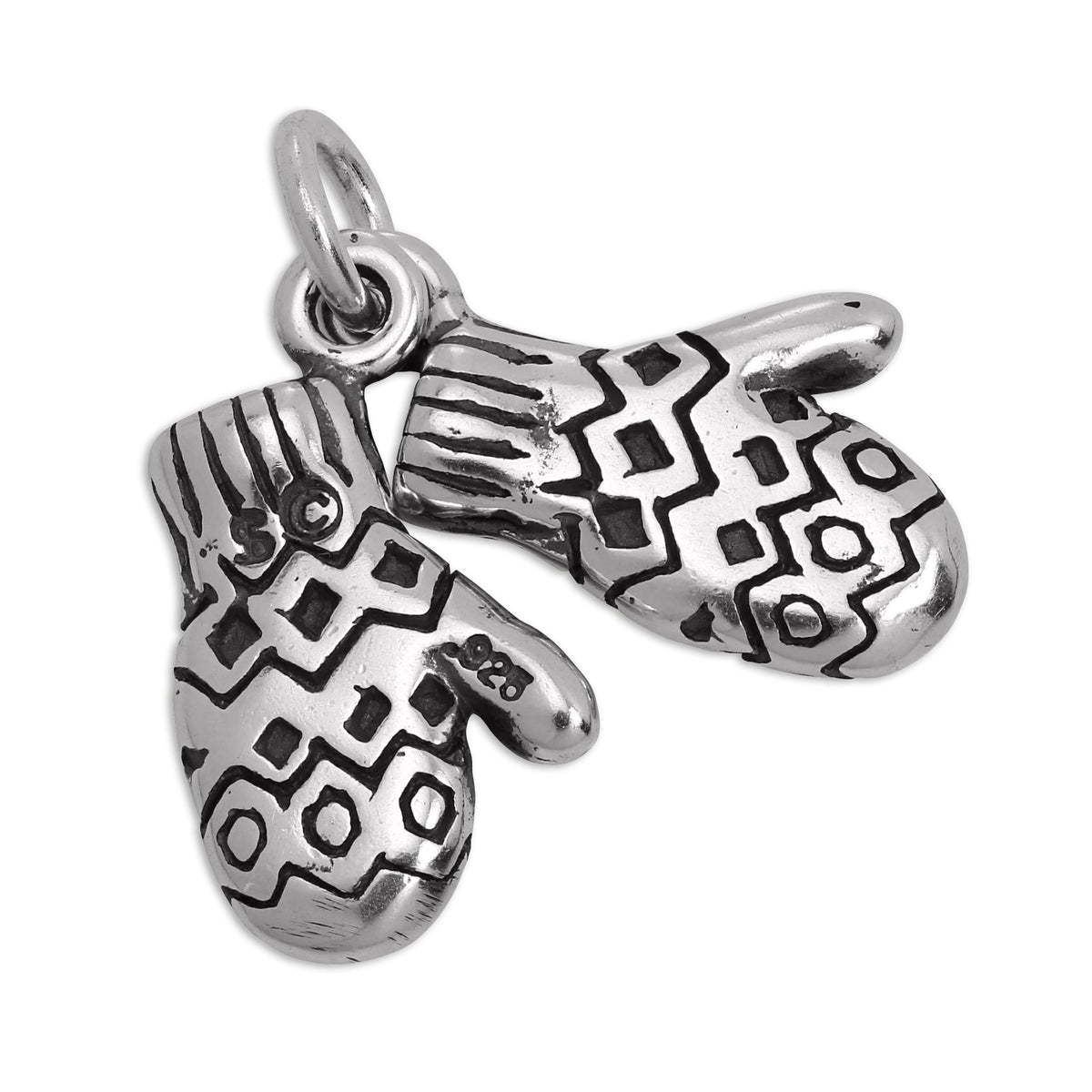 Sterling Silver Pair of Woolly Mittens Gloves Charm