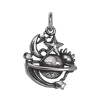 Sterling Silver Star Moon Planet Universe Charm