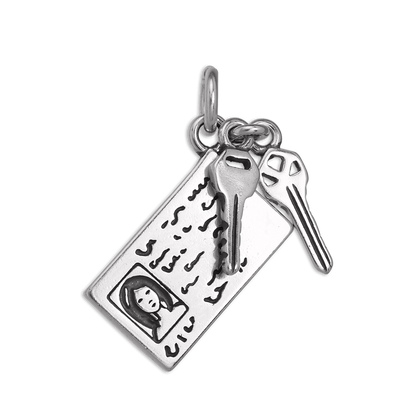 Sterling Silver Driving Licence & Car Keys Charm