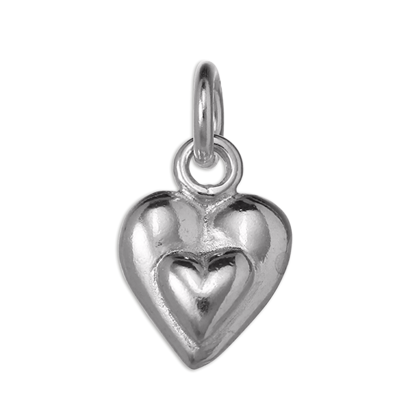 Sterling Silver Double Puffed Heart Charm