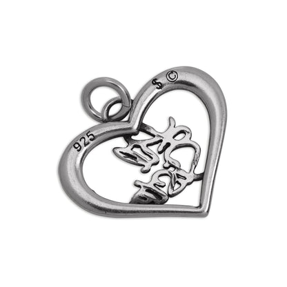 Sterling Silver Little Sister Open Heart Charm