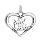 Sterling Silver Little Sister Open Heart Charm