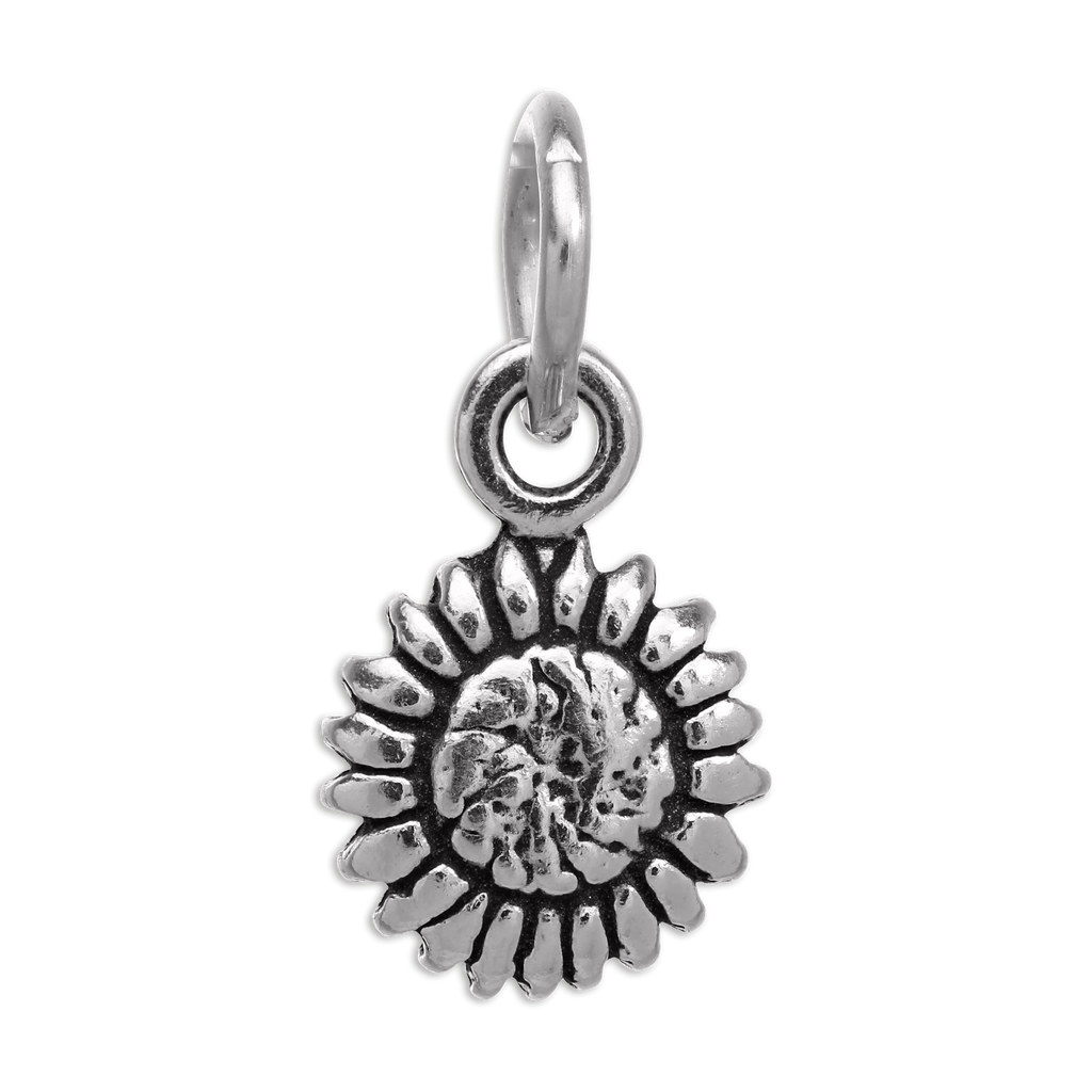 Tiny Sterling Silver Flat Sunflower Charm