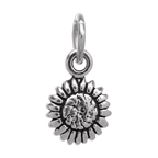 Tiny Sterling Silver Flat Sunflower Charm