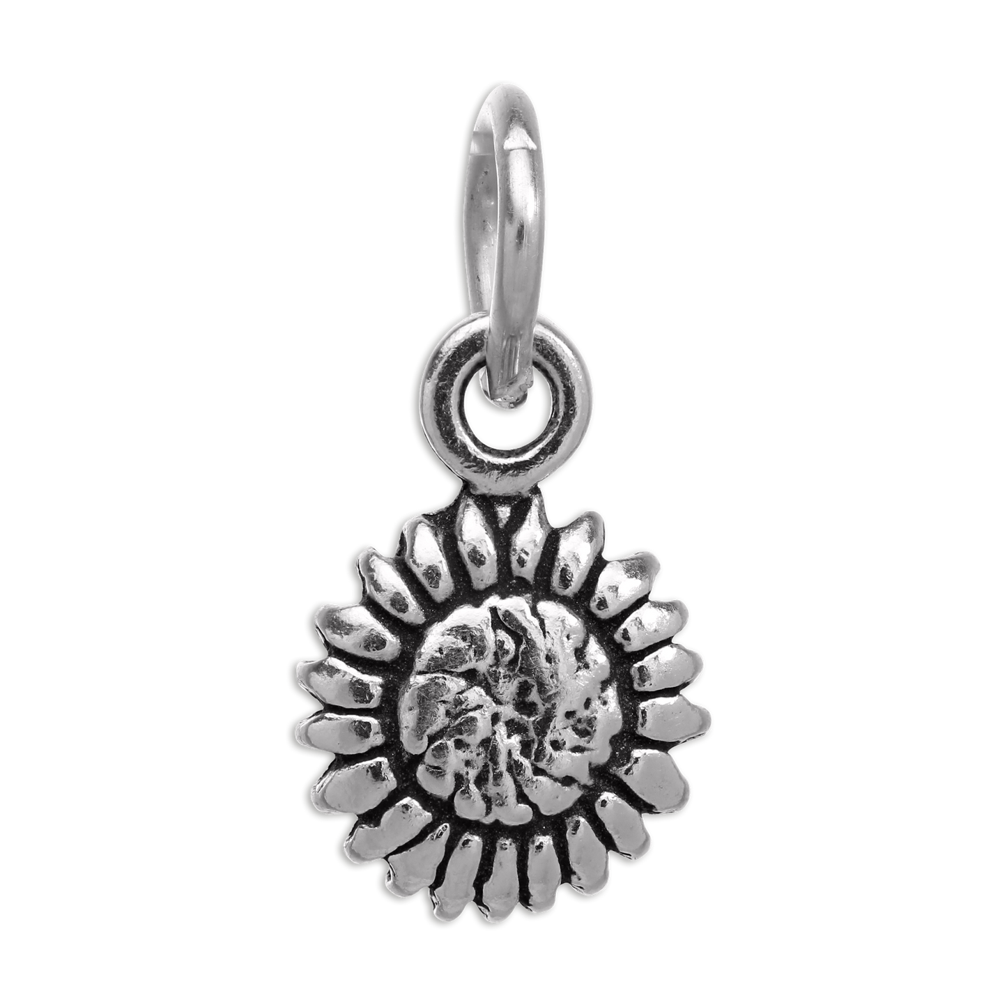 Tiny Sterling Silver Flat Sunflower Charm