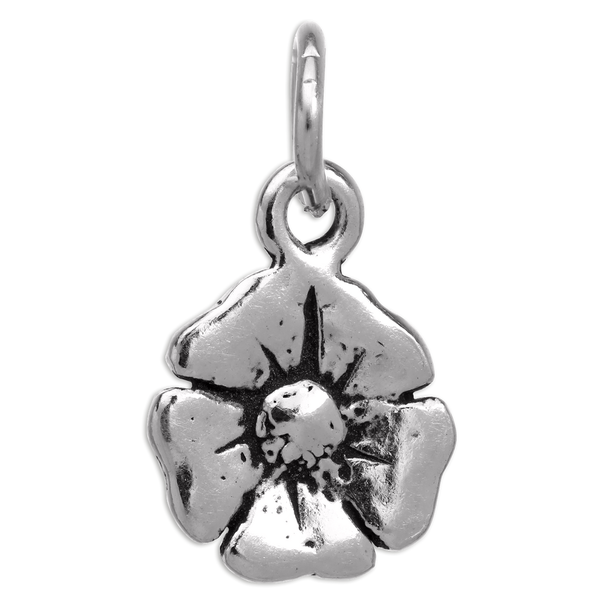 Tiny Sterling Silver Flat Flower Charm