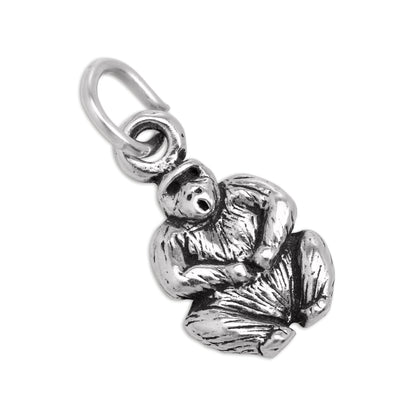 Tiny Sterling Silver Sitting Gorilla Charm