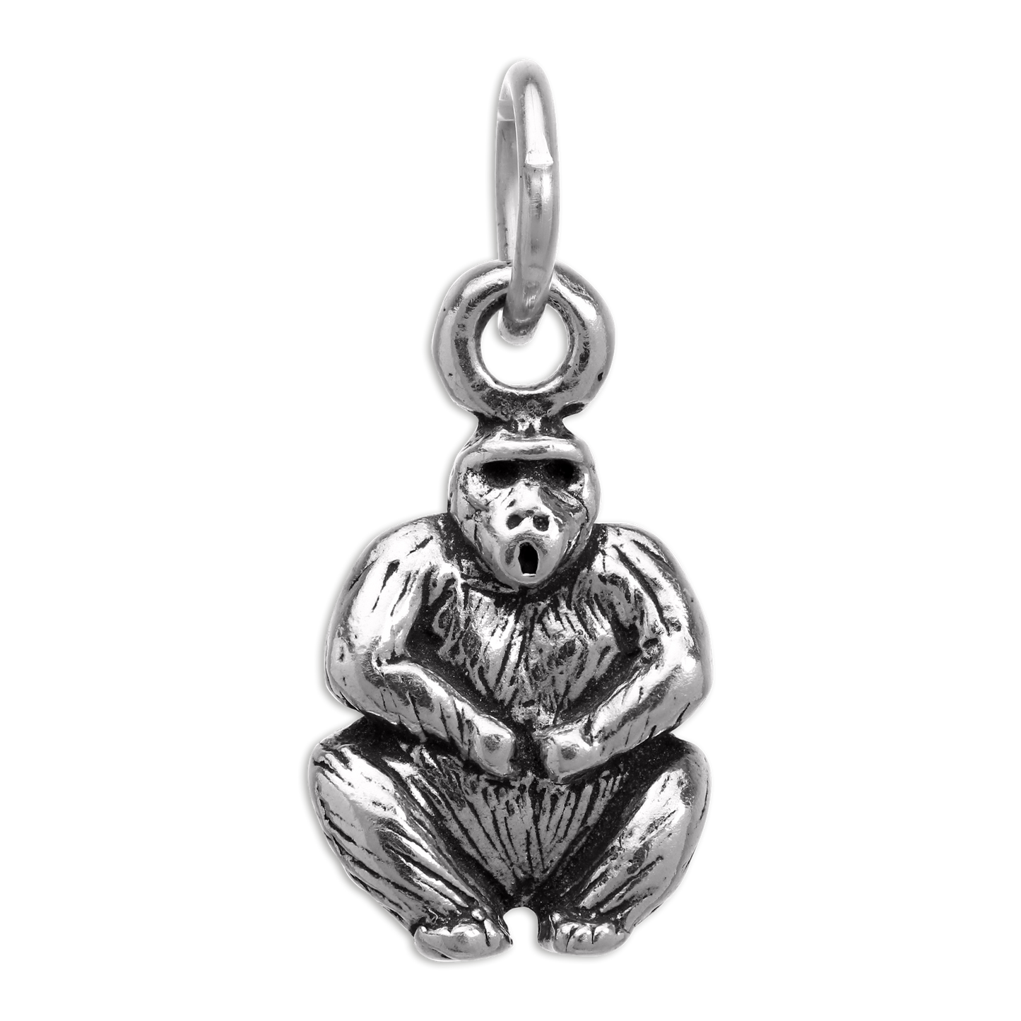 Tiny Sterling Silver Sitting Gorilla Charm