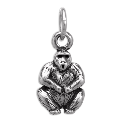 Tiny Sterling Silver Sitting Gorilla Charm
