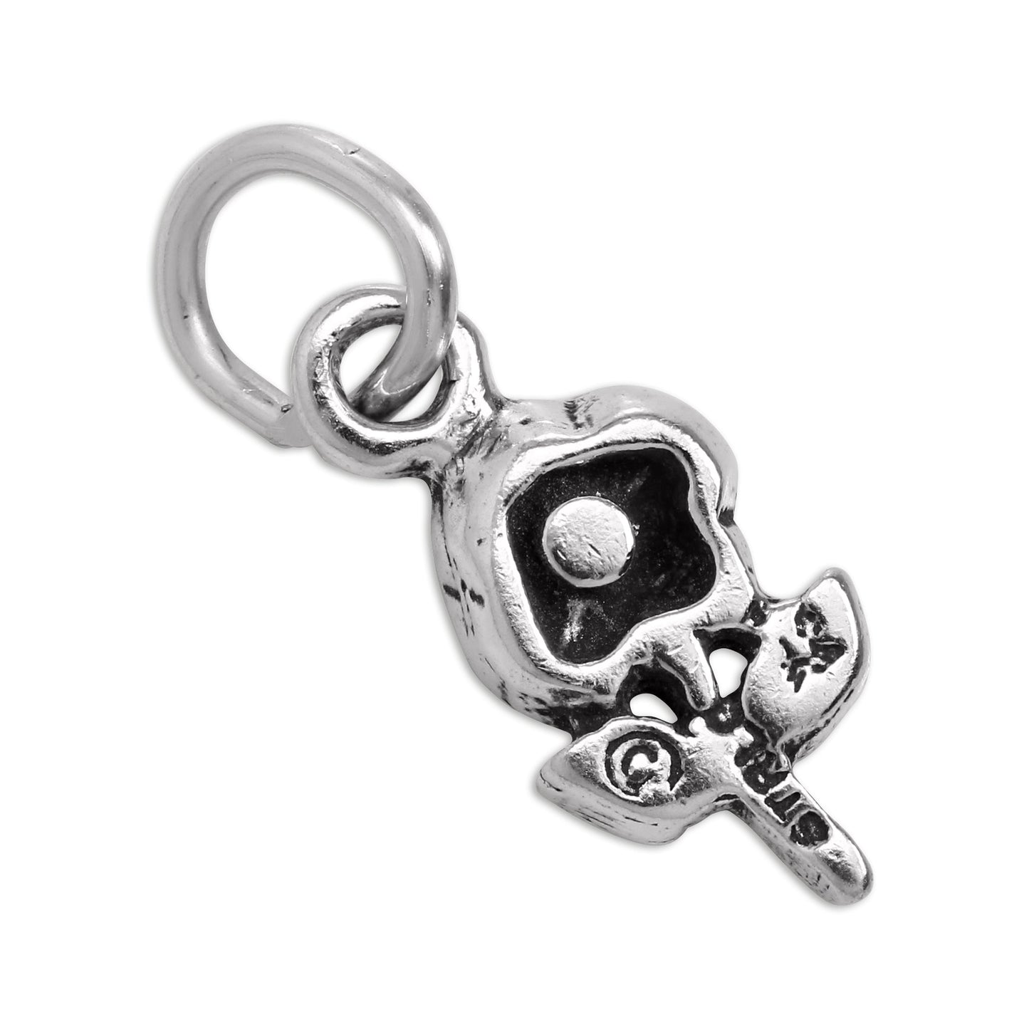 Tiny Sterling Silver Rose with Stem Charm