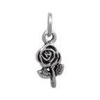 Tiny Sterling Silver Rose with Stem Charm