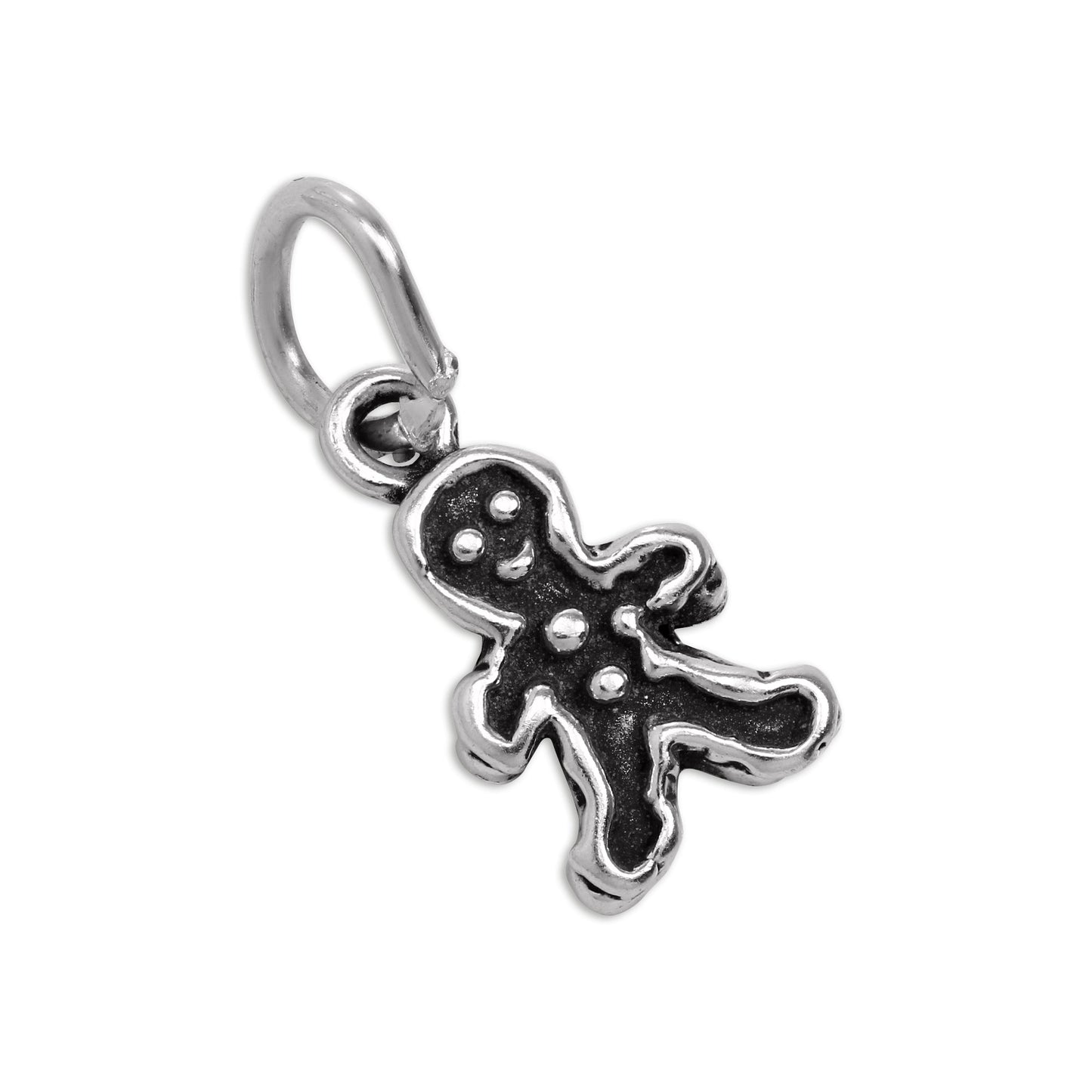 Tiny Sterling Silver Gingerbread Man Charm