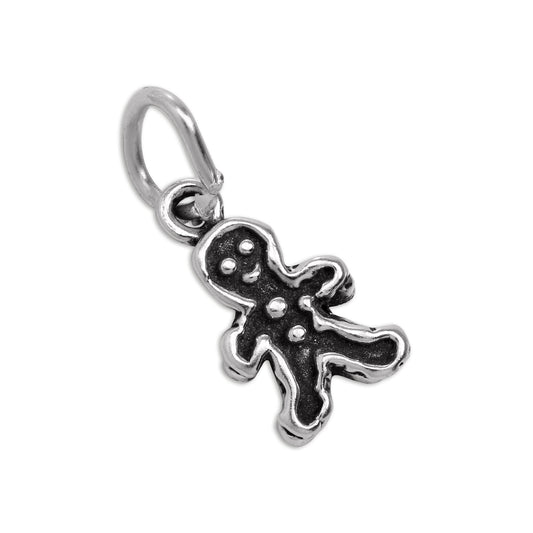 Tiny Sterling Silver Gingerbread Man Charm
