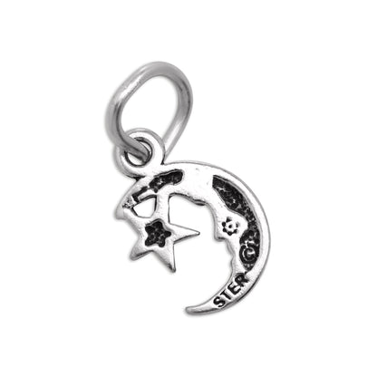 Tiny Sterling Silver Moon & Star Charm