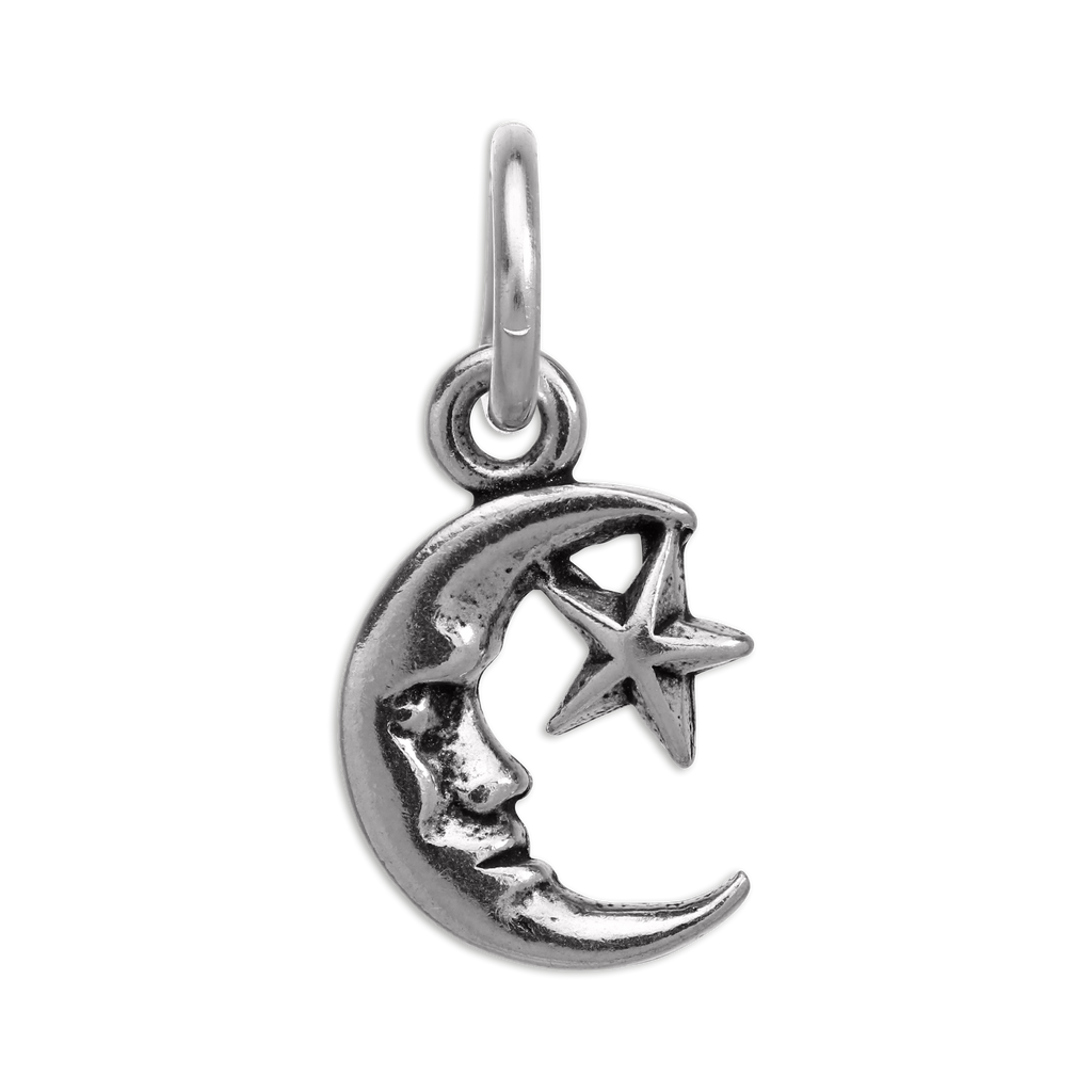 Tiny Sterling Silver Moon & Star Charm