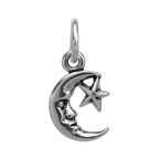 Tiny Sterling Silver Moon & Star Charm
