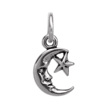 Tiny Sterling Silver Moon & Star Charm