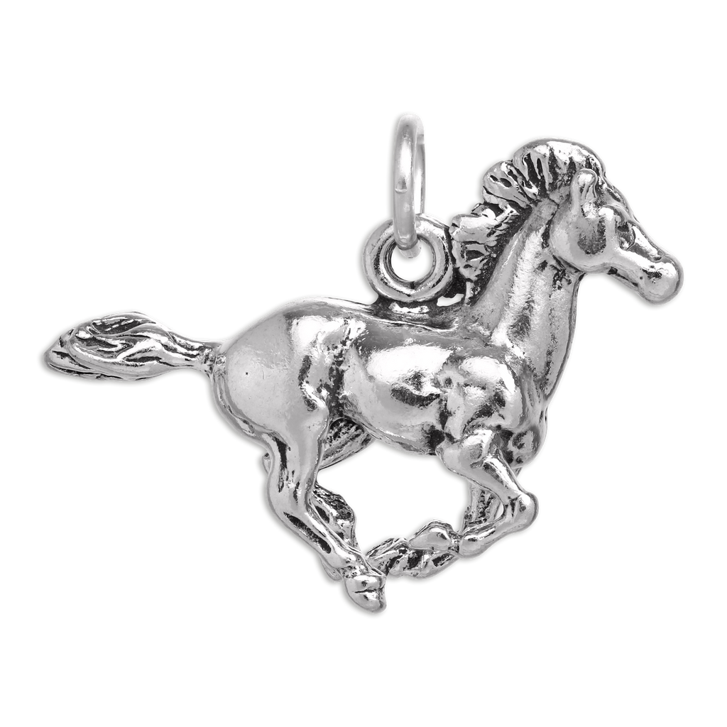 Sterling Silver 3D Galloping Horse Charm