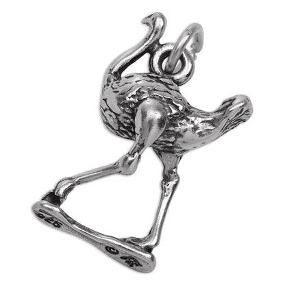 Sterling Silver 3D Ostrich Charm